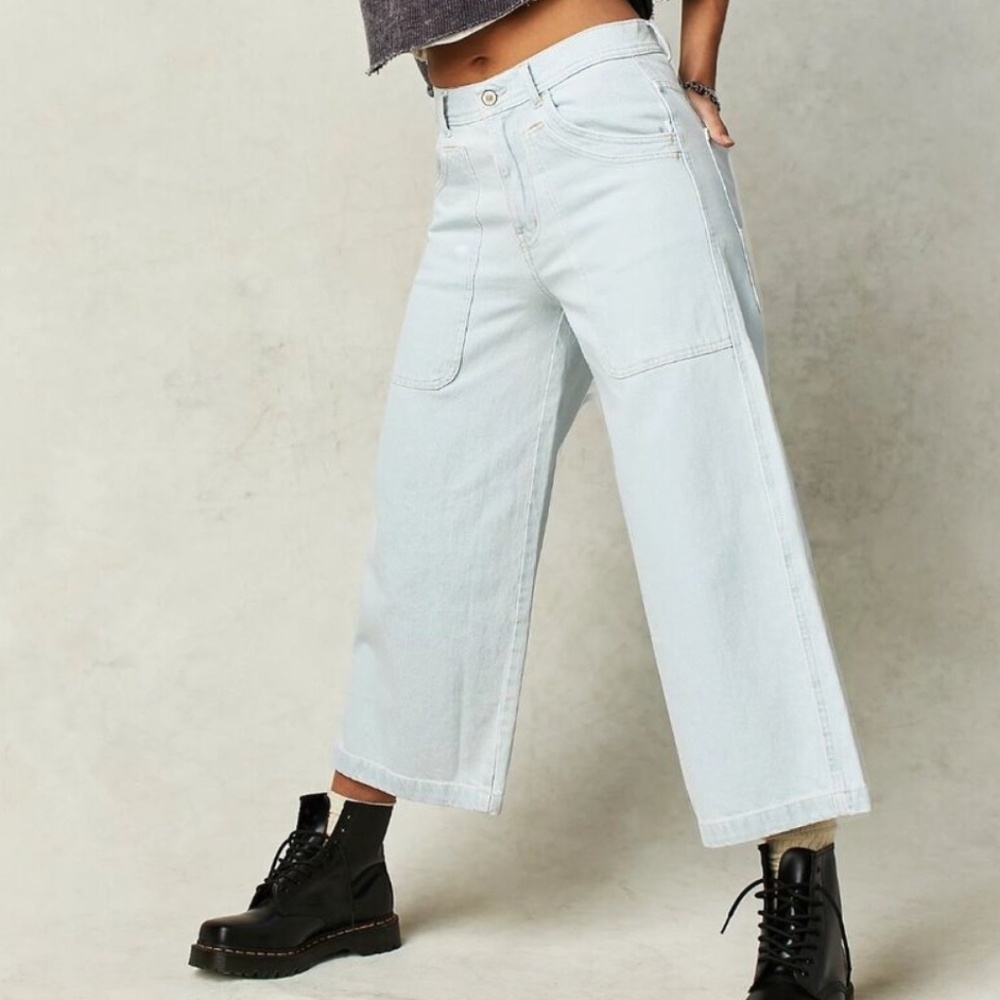 WE THE FREE Free People Piper Mid-Rise Crop Wide Leg Jean Beach Bloom